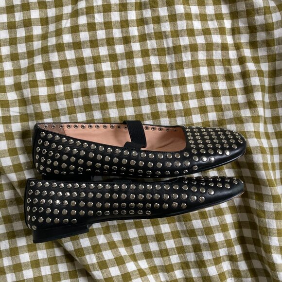 Edward Meller Black Fizz Studded Ballet Flat - Picture 4 of 5